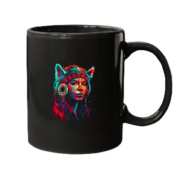 Discover Coyote Mammal Woman wolfs Head Native American Courageous Mugs