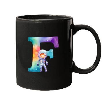 Discover Space Astronaut Letter F Name Monogram Initial Galaxy Planet Mugs