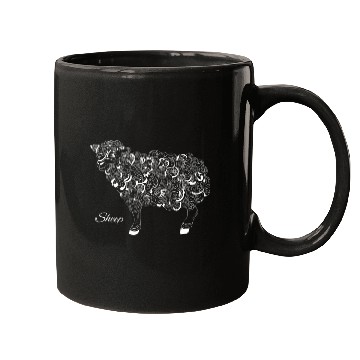 Discover Sheep Pet Hand Drawn Artistic Art White Mugs