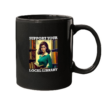 Discover Book Fun Support Your Local Library Book Reader Retro Librarian Mugs