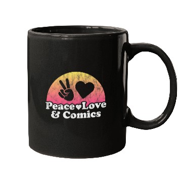 Discover Book Fun Peace Love and Comics Comic Mugs