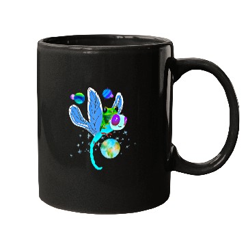 Discover Frog Pet Kawaii Dragonfly Tree Frog In Outer Space Earth Mugs
