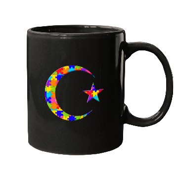 Discover Autism Puzzle Crescent Moon Eid Ramadan kareem Jigsaw Autism Puzzle Mugs