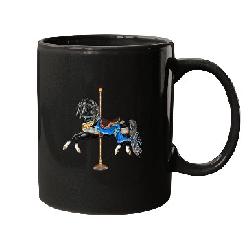 Discover Horse Pet Black Stallion Carousel Horse 3 Mugs