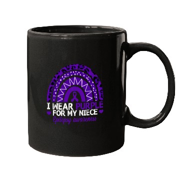 Discover I Wear Purple For My Niece Epilepsy Awareness Boho Rainbow Mugs