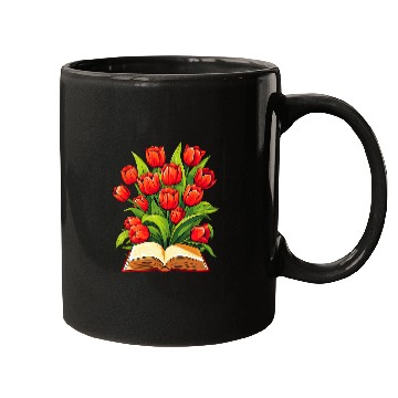Discover Book Fun Tulips Flowers Book Floral Mugs