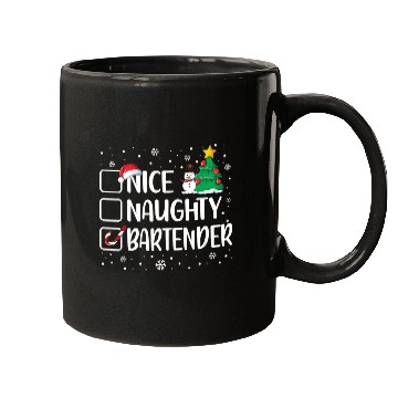 Discover Bartender Job Naughty or Nice Bartender Funny Christmas Pajama Xmas Mugs