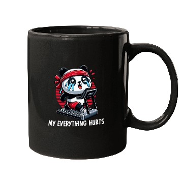 Discover Panda Pet Exhausted Panda Running On Treadmill My Everything Hurts Mugs
