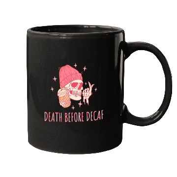 Discover Coffee Fun Halloween Coffee Death Before Decaf Skull Skeleton Mugs