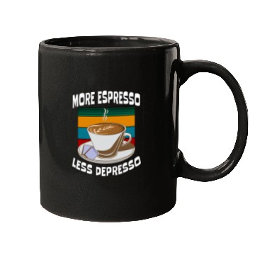 Discover Coffee Fun More Espresso Less Depresso funny slogan coffee addict Mugs