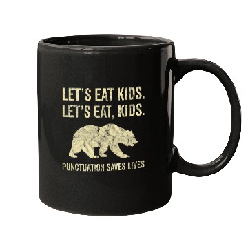 Discover Bear Pet Lets Eat Kids Punctuation Saves Lives Bear 2 Mugs