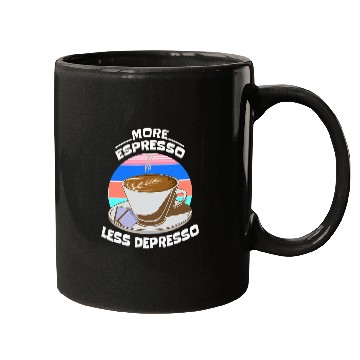 Discover Coffee Fun More Espresso Less Depresso Funny Pun Mugs