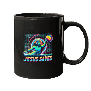 Discover 80s Vaporwave Jesus Saves Water Polo Mugs