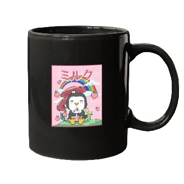 Discover Penguin Pet Cottagecore Aesthetic Kawaii Penguin Strawberry Milk Mugs