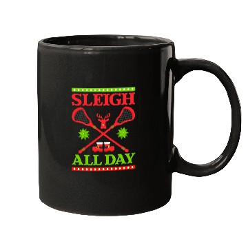 Discover Sleigh All Day Design Christmas Lacrosse Mugs