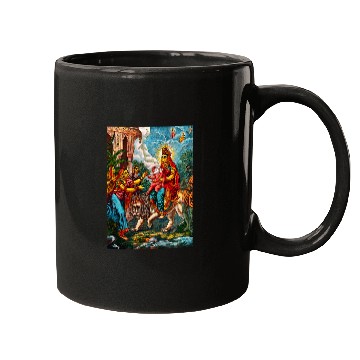 Discover Lion Pet Goddess Riding a Lion Hindu Vedic Religious Mythology Mugs