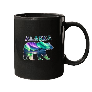 Discover Alaskan Bear Northern Lights Aurora Borealis Nature Sky Mugs