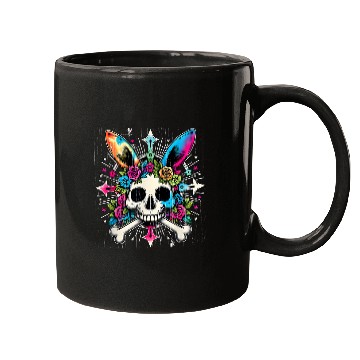 Discover Funny JollyRoger Bunny Skull Crossbones Egg Hunt Easter Day 1 Mugs