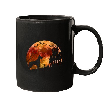 Discover Halloween Giant Schnauzer Creepy Full Moon Haunted House Mugs