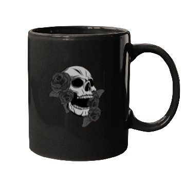Discover Black Skull Roses Dark Magic Viking Aesthetic Goth Gothic Mugs