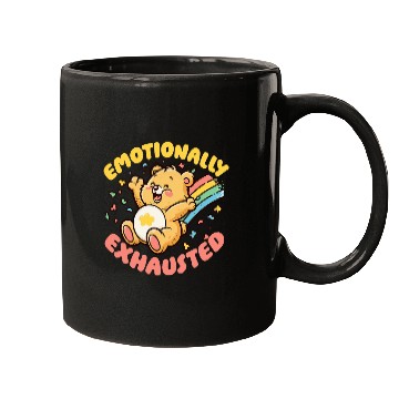 Discover Bear Pet Emotionally Exhausted Adorable Bear with Colorful Rainbow Mugs