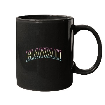 Discover Hawaii HI Rainbow Varsity Cool Hawaiian Simple Letter Tee Mugs