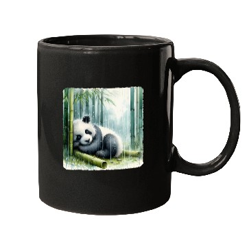 Discover Panda Pet Sleeping Under Bamboo While Gentle Rain Sleep Serene Mugs