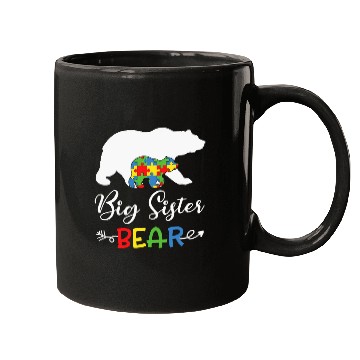 Discover Bear Pet Big Sister Bear Autism Awareness Sister girl Mugs
