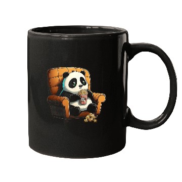 Discover Panda Pet is on the Couch Eating Popcorn Mugs