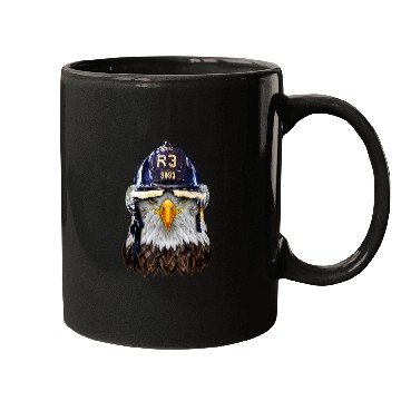 Discover Firefighter Job Bald Eagle in Firefighter Helmet Mugs