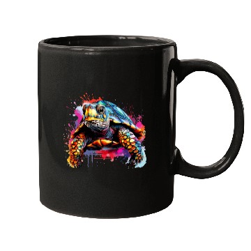 Discover Box Turtle Lover Colorful Splash Art Mugs