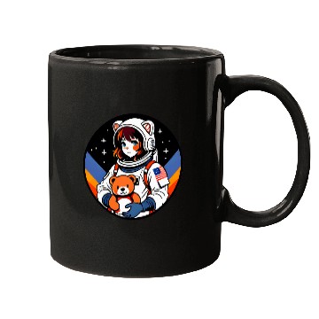 Discover Bear Pet Contemporary Astronaut Girl and Space Teddy Bear Pop Art Mugs