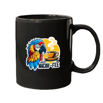 Discover Coffee Fun Blue Gold Macaw MacawFee Coffee Lover Mugs