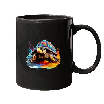 Discover Colorful Box Turtle Lover Splash Art Mugs