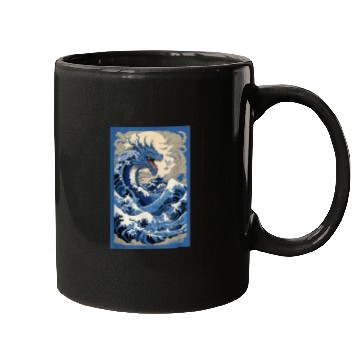 Discover Dragon Pet Chinese Dragon Hokusai Great Wave Off Kanagawa Japanese Art Mugs