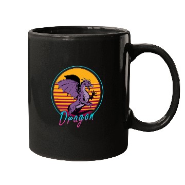 Discover Dragon Pet Retrowave 80s Dragon Rad Throwback 1980s Nostalgia Mugs