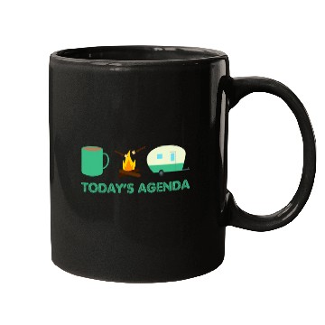 Discover Camping Todays Agenda Coffee Campfire Marshmallow Camper Mugs