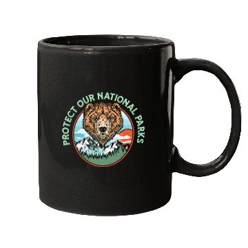 Discover Bear Pet Protect Our National Parks Retro Grizzly Bear Graphic Mugs