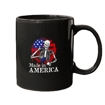 Discover Coffee Fun Made in America Skeletons Drinking Coffee American Flag Mugs