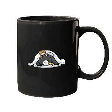 Discover Penguin Pet Funny Napping Penguin With Stuffed Animal Sleeping Sleep Mugs