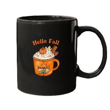 Discover Cute Fall Hello Fall Pumpkin Spice Fall Leaves Outdoors Mugs