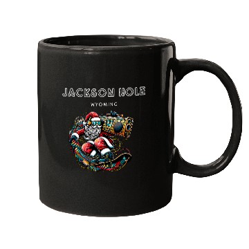 Discover Jackson Hole Wyoming Cool Snowboard Christmas Santa Mugs
