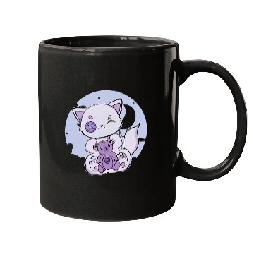 Discover Bear Pet Cute Arctic Fox With Teddy Bear For Halloween 2 Mugs