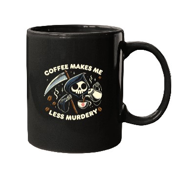 Discover Coffee Fun Grim Reaper Coffee Lover Dark Humor Caffeine Mugs