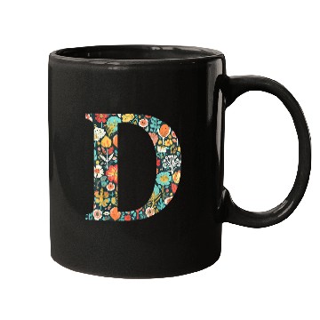 Discover initial monogram floral letter D colorful Garden flowers Mugs