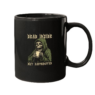 Discover Coffee Fun Deads Inside But Caffeinated Grim Reaper Drinking Coffee 1 Mugs