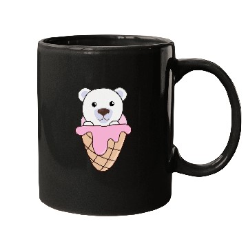 Discover Bear Pet Polar Bear Bear Strawberry Ice Cream Waffle Kawaii Mugs