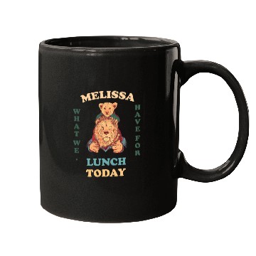 Discover Lion Pet Retro Graphic two lions ask Melissa what we have for lunch Mugs