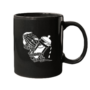 Discover Coffee Fun Death Before Decaf Tattoo art style Coffee Mugs