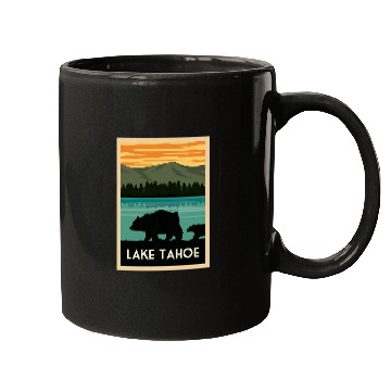 Discover Bear Pet Retro Lake Tahoe californias Outdoor Bear Silhouette Gifts Mugs